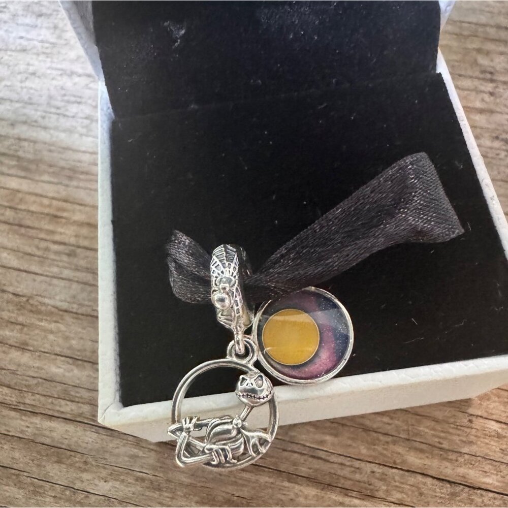 Disney Nightmare Before Christmas Pandora S925 ALE Jack Skellington Moon Dangle - Picture 3 of 9